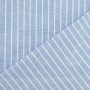 Tissu lin coton à rayures, bleu clair chiné