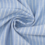 Tissu lin coton à rayures, bleu clair chiné