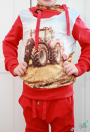 Cordon tressé plat coton 1,7 cm/ lacet sweat capuche, rouge