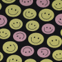 Tissu jersey jacquard bio Albstoffe Hamburger Liebe Choose your Vibe Smile, noir