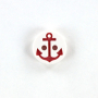 Bouton couture plastique Ancre 13 mm, blanc-rouge