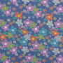 Chambray lightweight denim Flower Love, bright blue