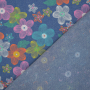 Chambray lightweight denim Flower Love, bright blue