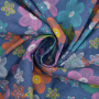 Chambray lightweight denim Flower Love, bright blue