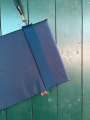 Tissu déperlant extérieur léger Panama uni, bleu marine