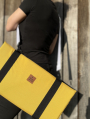 Tissu déperlant extérieur léger Panama uni, jaune moutarde