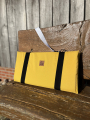 Tissu déperlant extérieur léger Panama uni, jaune moutarde