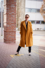 Tissu viscose polyester pour manteau uni, jaune moutarde