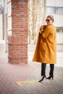 Tissu viscose polyester pour manteau uni, jaune moutarde