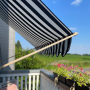 Zonweringdoek / outdoorstof, 160 cm, antracietgrijs gemêleerd, wit