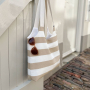 Zonweringdoek / outdoorstof, 160 cm, beige / wit