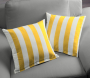 Toile store banne extérieur 160cm déperlant, à rayures, blanc-jaune