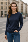 Merino Wool jersey uni, dark blue