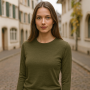 Merino Wool jersey uni, olive green