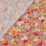 Tissu double gaze de coton Fleurs Flower Field, abricot