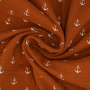 Katoenen mousseline double gauze kleine ankers, terracotta