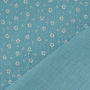 Katoenen mousseline double gauze little blossom, turquoise