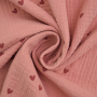 Tissu double gaze de coton Coeurs Little hearts, vieux rose millennial