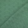 Tissu double gaze de coton broderie anglaise rameaux, vieux vert