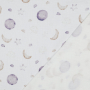 Tissu double gaze de coton Lunes et étoiles Moon, blanc