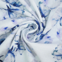 Tissu double gaze de coton Feuilles Aquarell Leaves, bleu