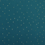 Tissu double gaze de coton plumetis doré, bleu pétrole foncé