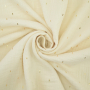 Tissu double gaze de coton plumetis doré, blanc vanille