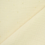 Tissu double gaze de coton plumetis doré, blanc vanille