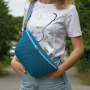 3D mesh stof met geweven achterkant, turquoise