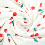 Tissu nicki jersey velours Cherries,  blanc cassé