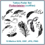 Plotterdatei Rock Queen Tattoo Federn Set, duits