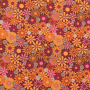 Polyesterstof flowers, mosterdgeel