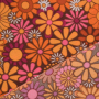 Polyesterstof flowers, mosterdgeel
