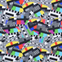 Tissu polyester TV interférence picture, gris