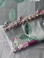 Ruban Dentelle Roses et perles, 25 mm, sable