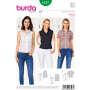 Schnittmuster Bluse , Hemdkragen , Stehkragen , Ärmelblende, Burda 6527
