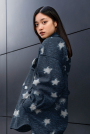 Sherpa fleece Stars, dark blue