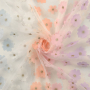 Tissu tulle souple fleurs, blanc