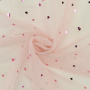 Tissu tulle souple coeurs brillants glitter hearts, rose