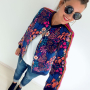 Sweatshirtstof Albstoffe Hamburger Liebe Bliss Flower Field, marineblauw
