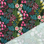 Tissu sweat léger bio albstoffe hamburger liebe bliss flower field, vert foncé