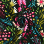 Tissu sweat léger bio albstoffe hamburger liebe bliss flower field, vert foncé