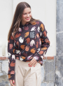 Sweatshirtstof Albstoffe Hamburger Liebe Queens United High Five, donkerbruin