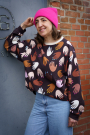Sweatshirtstof Albstoffe Hamburger Liebe Queens United High Five, donkerbruin