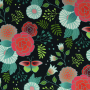 Tissu sweat léger bio Albstoffe Hamburger Liebe Sweet Gardeners Delight, noir