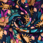 Tissu sweat léger bio Albstoffe Hamburger Liebe Western Fairy Tales Cowgirls, bleu foncé