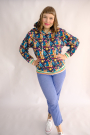 Tissu sweat léger bio Albstoffe Hamburger Liebe Western Fairy Tales Cowgirls, bleu foncé