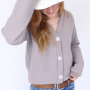 Sweatshirt gestikt wafelpatroon, taupe
