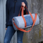 Doorgestikte stof Chambray, jeansblauw