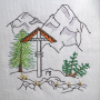 Borduurbestand Fadenstark Berge mit Kreuz, Duits